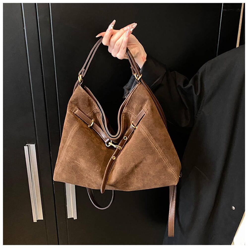 8032 Suede Tote Bag Hobo Handbags, Vintage Slouchy Backpack Large Crossbody - Picture 2 of 7
